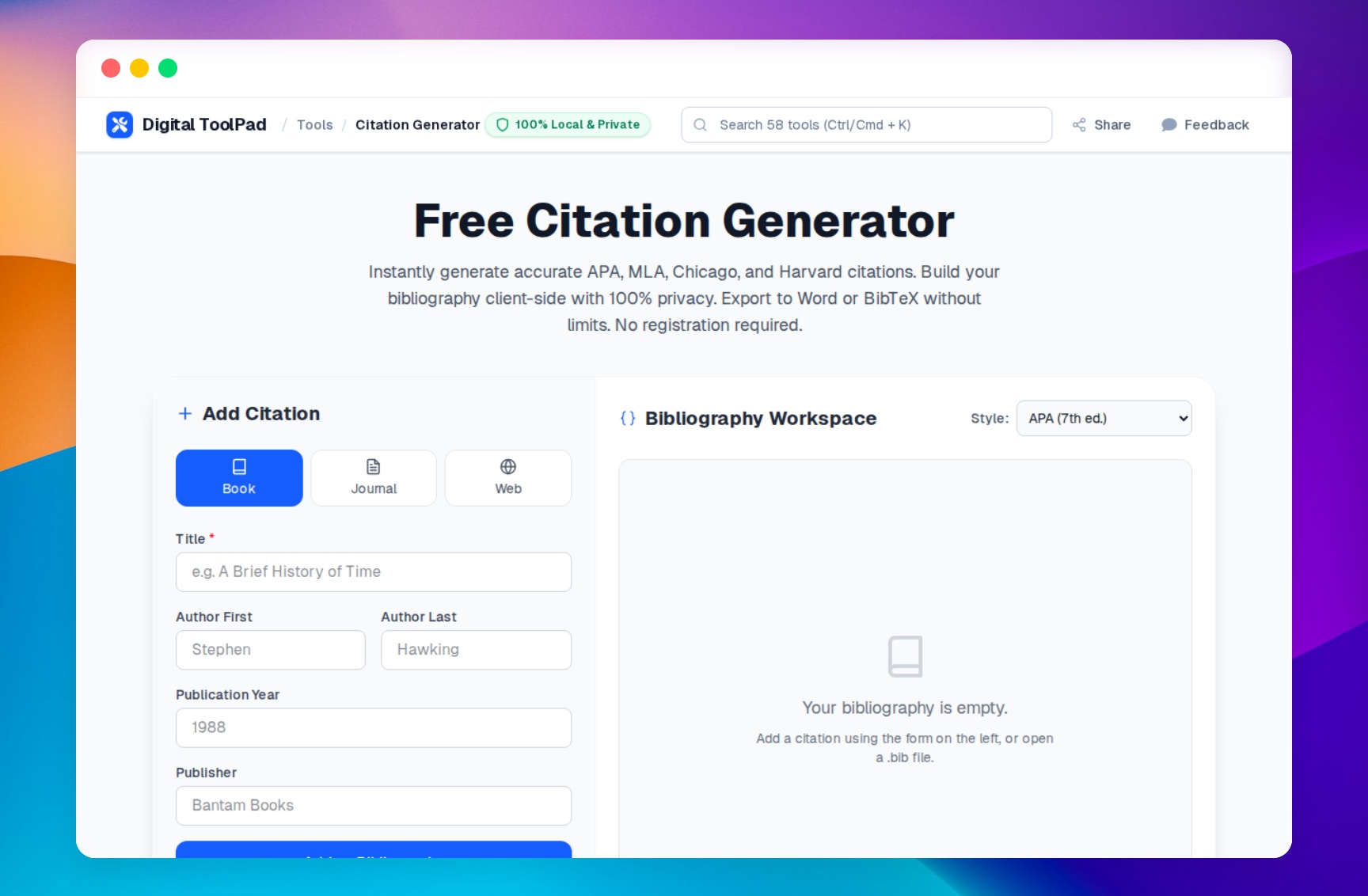 Digital ToolPad Citation Generator