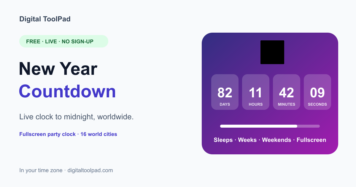 New Year Countdown 2027 - Live Clock & World Time Zones